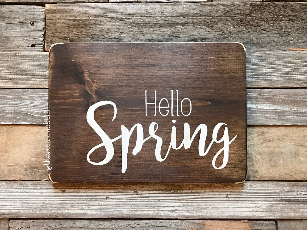 Hello Spring Wooden Sign (13" x 9.25")