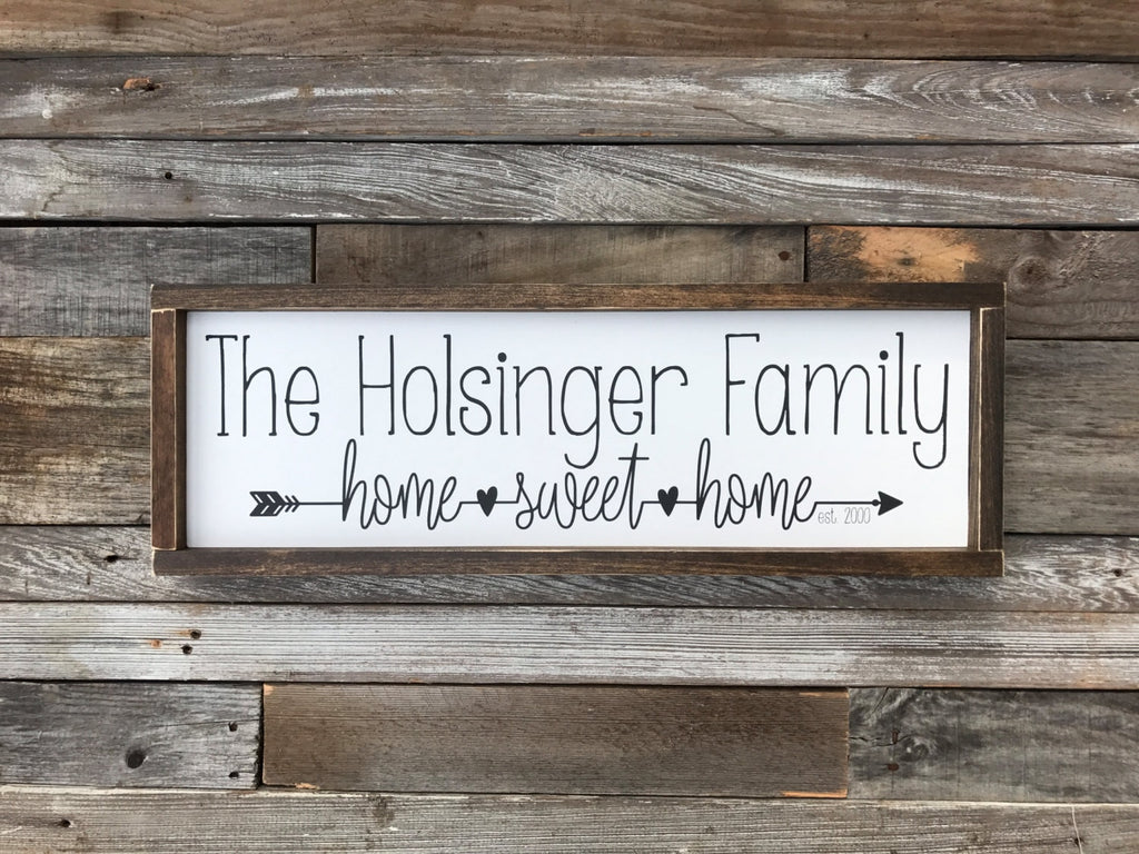 Family Name Sign, Home Sweet Home Wooden Sign | Housewarming Gift | New Home Gift | Wedding Gift