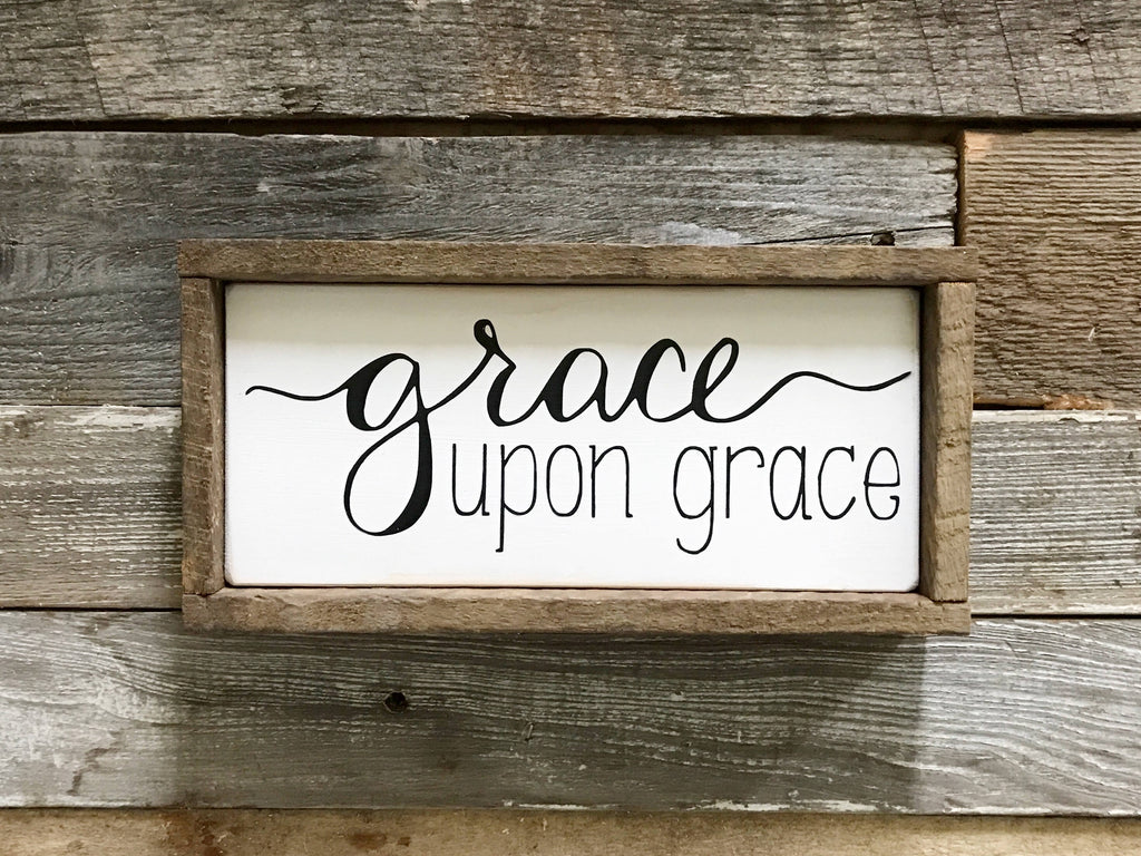 Rustic Grace Upon Grace Sign Framed in Lath