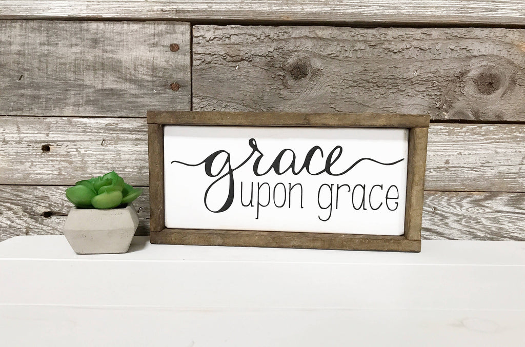 Rustic Grace Upon Grace Sign Framed in Lath