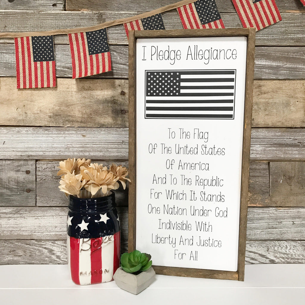 Pledge of Allegiance Sign Framed in Lath TRN23