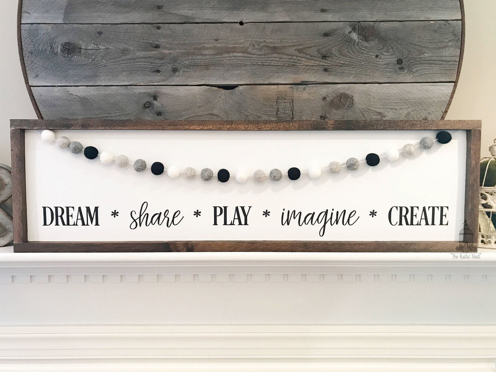 Playroom Sign, Classroom Sign, Playroom Decor, Classroom Decor, Felt Ball Garland TRN09