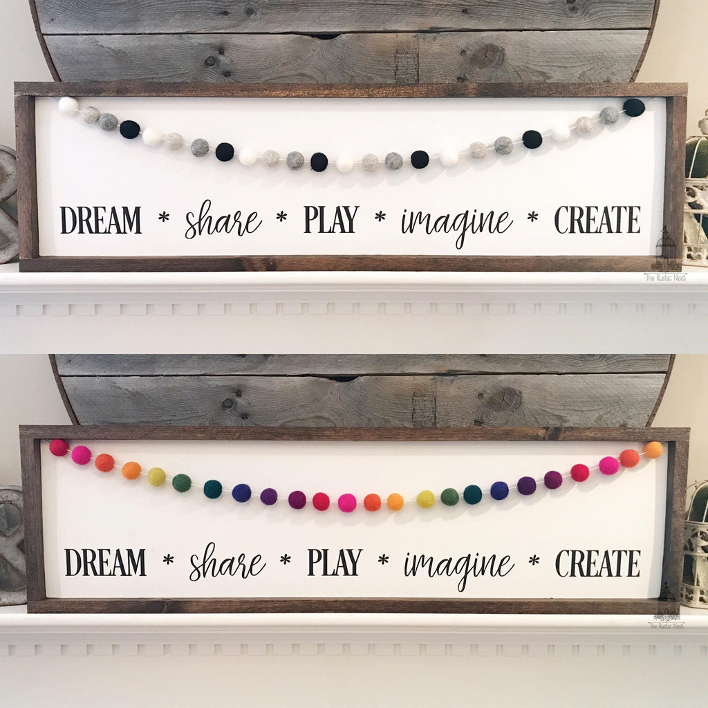 Playroom Sign, Classroom Sign, Playroom Decor, Classroom Decor, Felt Ball Garland TRN09