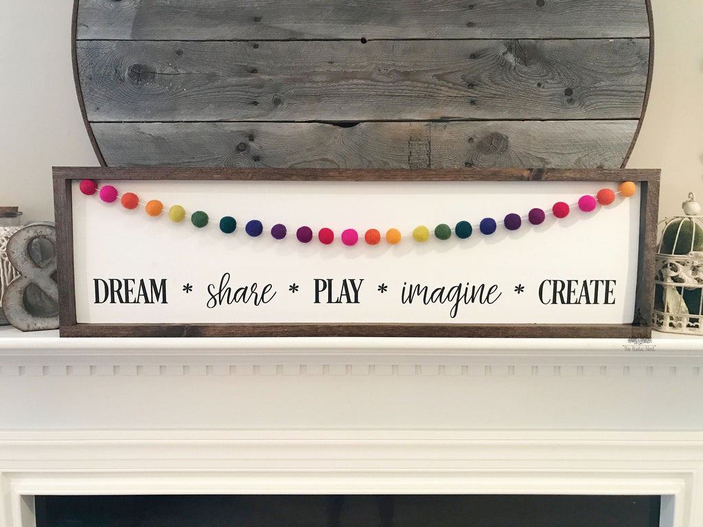 Playroom Sign, Classroom Sign, Playroom Decor, Classroom Decor, Felt Ball Garland TRN09