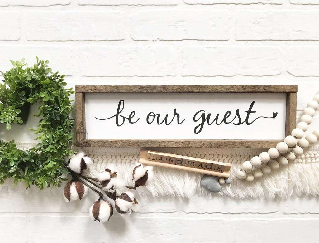 Framed Be our Guest Wood Sign | Guest room Decor | Housewarming Gift (16" x 4.5")