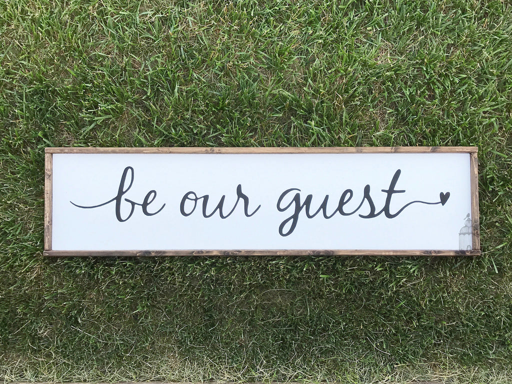 LARGE Framed Be our Guest Wood Sign | Guest room Decor | Housewarming Gift (48"x12.5")