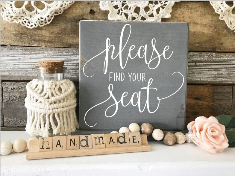 Please find your seat wedding sign | Wood Wedding Sign | Rustic Wedding Sign | Wedding Sign | Wedding Decor | Wedding Table Sign TRN21