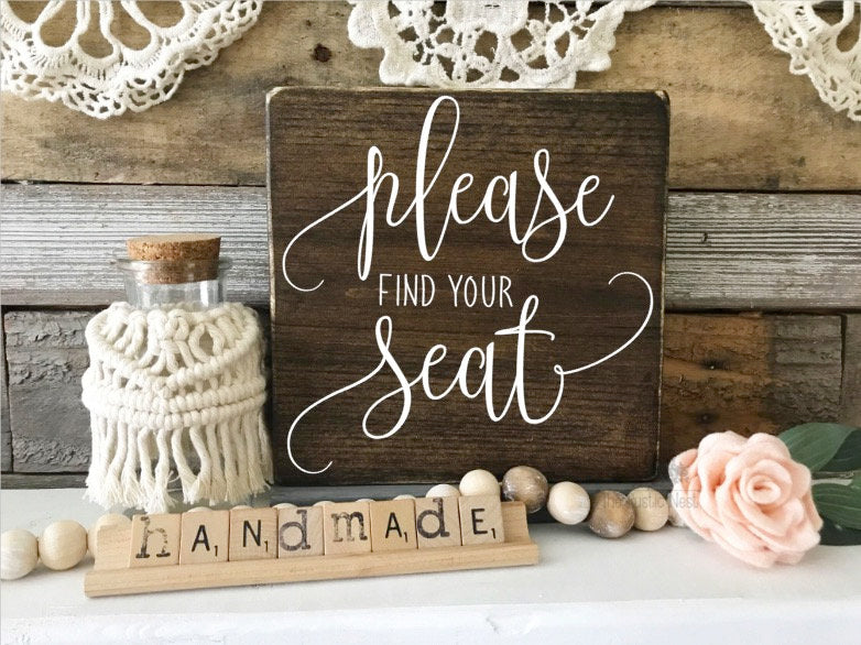 Please find your seat wedding sign | Wood Wedding Sign | Rustic Wedding Sign | Wedding Sign | Wedding Decor | Wedding Table Sign TRN21