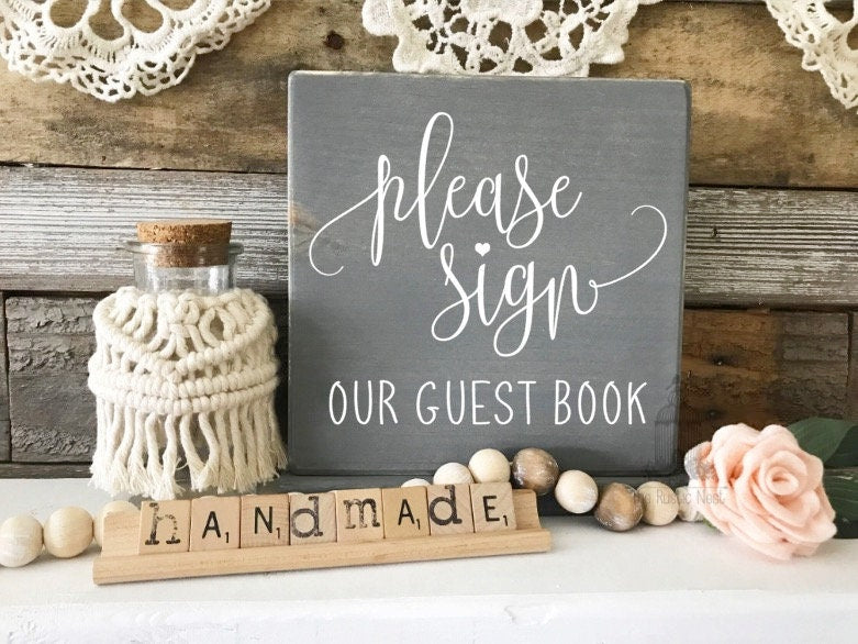 Please Sign our Guest Book | Wood Wedding Signs | Rustic Wedding Sign | Wedding Signs | Wedding Decor | Wedding Table Sign TRN21