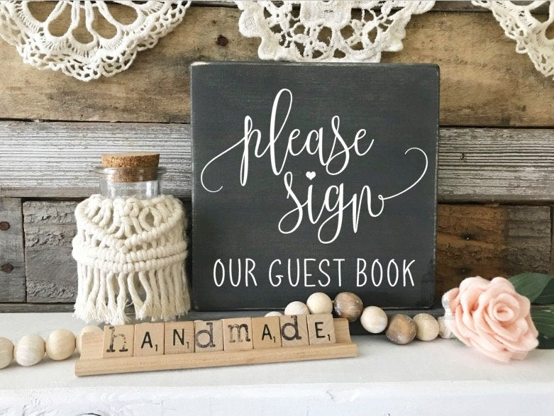 Please Sign our Guest Book | Wood Wedding Signs | Rustic Wedding Sign | Wedding Signs | Wedding Decor | Wedding Table Sign TRN21