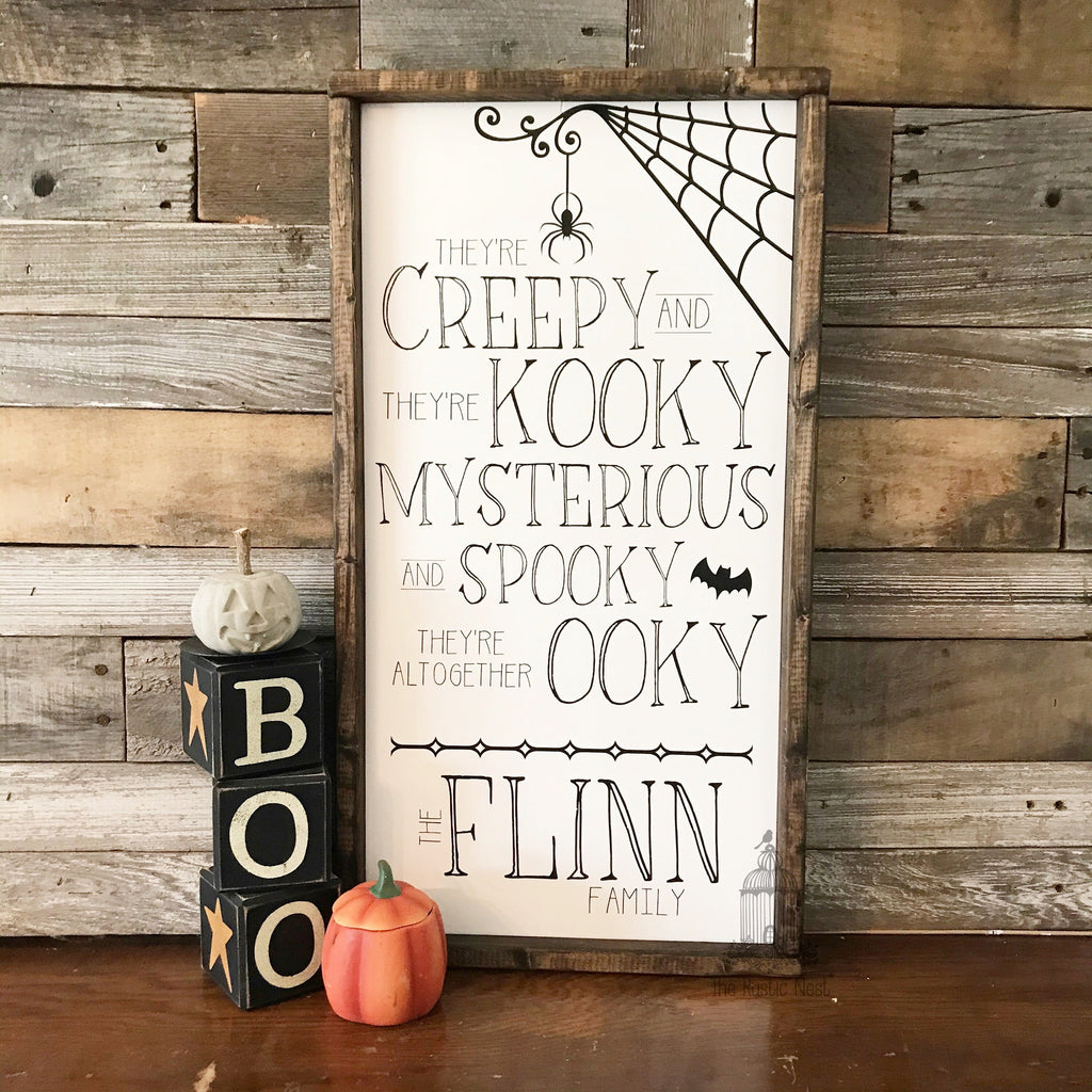 The Addams Family Personalized Halloween Sign | Addams Family Sign | Addams Family Sign | Halloween Decor | Halloween Sign (24" x 12.5")