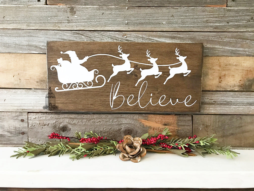 Believe Christmas Sign | Believe Sign | Christmas Sign | Christmas Decor | Holiday Sign | Holiday Decor | Reindeer Sign