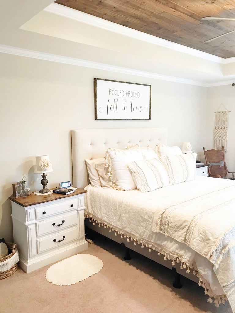 Fooled around and fell in love sign | master bedroom sign | above the bed sign | over the bed sign