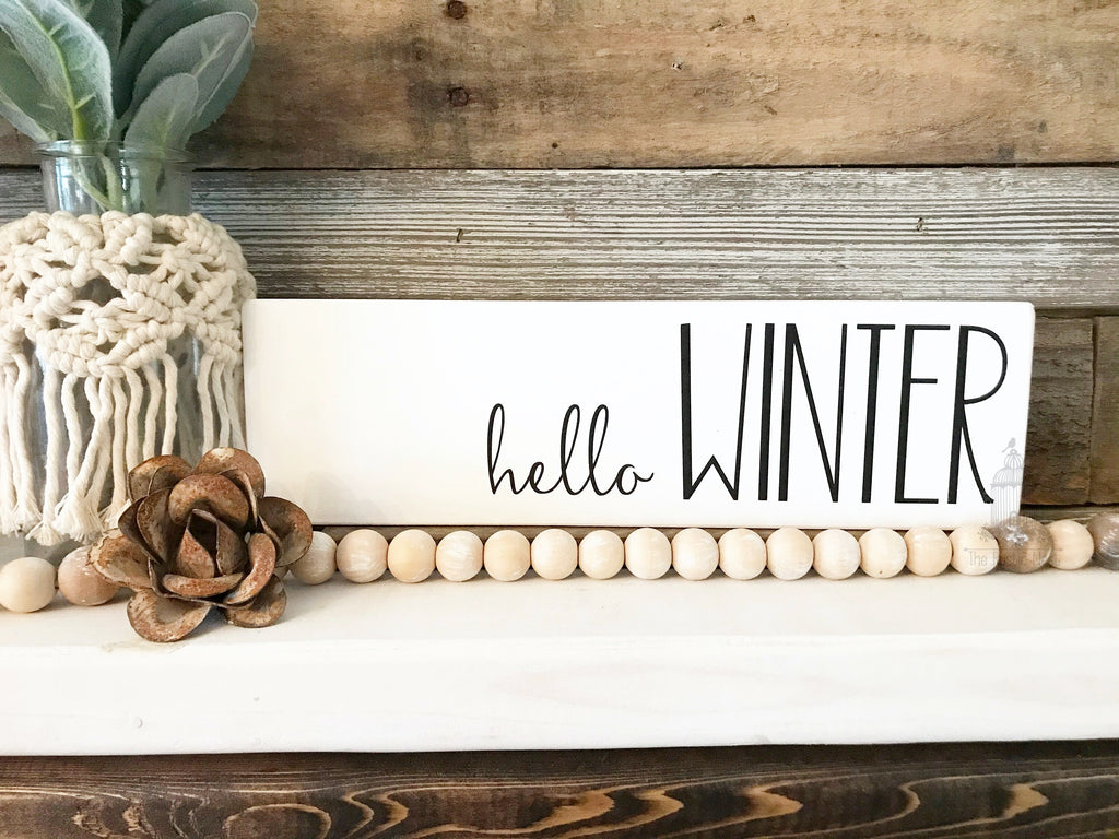 hello WINTER Wooden Sign (12" x 3.5")