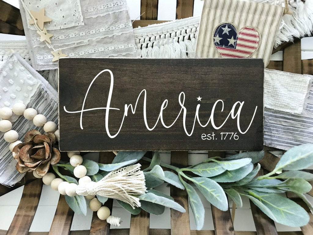 America Sign | Est. 1776 Sign | 1776 Sign | Mini America Sign | America 1776 | Patriotic Decor | Americana Decor TRN23