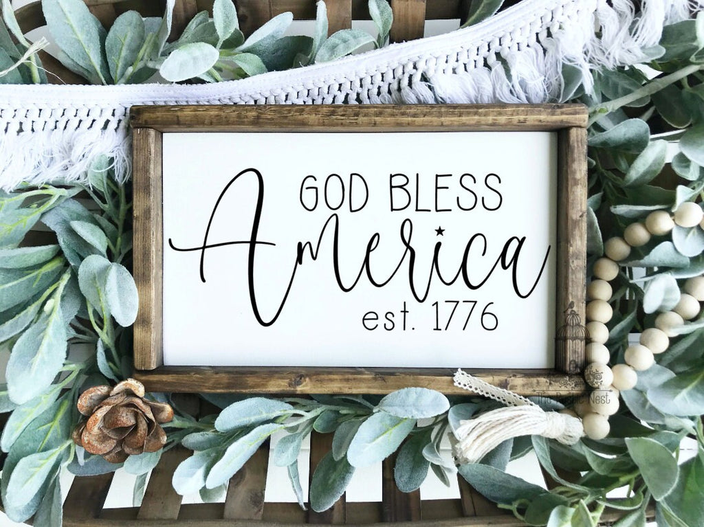 God Bless America Sign | Est. 1776 Sign | 1776 Sign | Mini America Sign | America 1776 | Patriotic Decor | Americana (13.5" x 8.5") TRN23