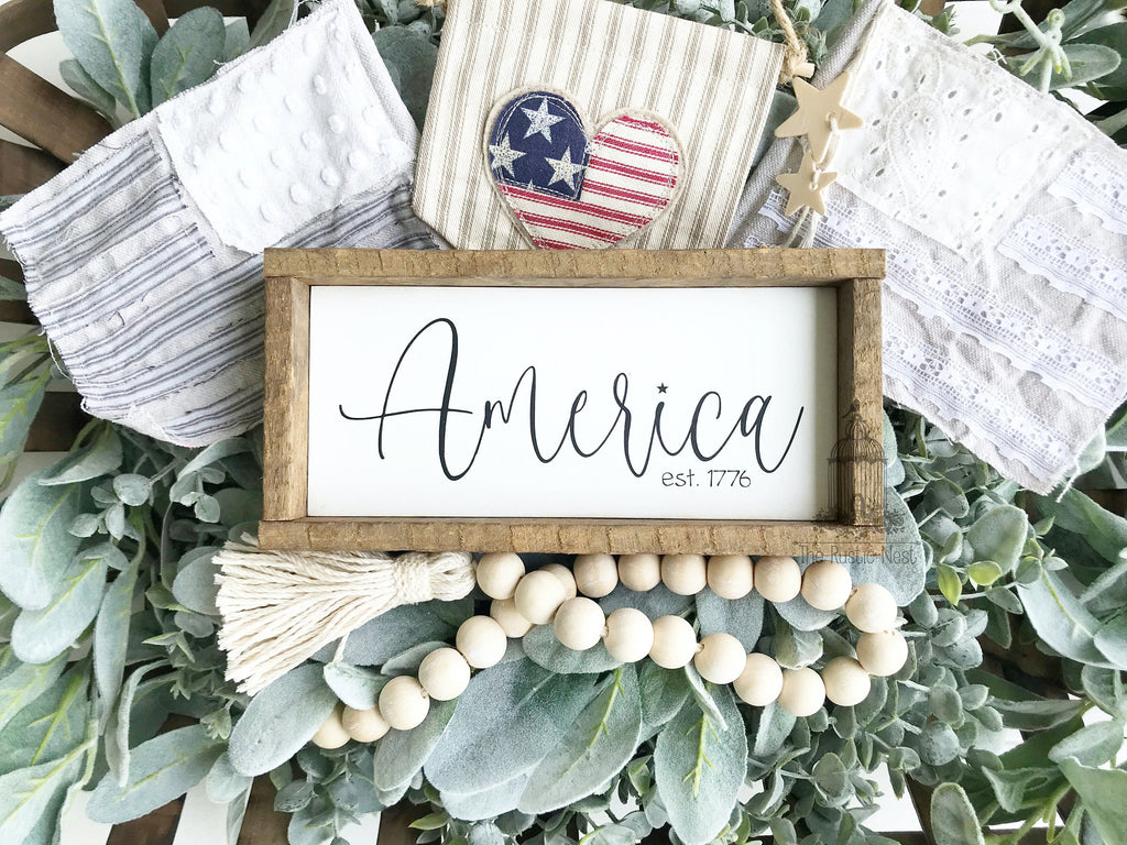 America Sign | Est. 1776 Sign | 1776 Sign | Mini America Sign | America 1776 | Patriotic Decor | Americana Decor (9" x 4.5") TRN23