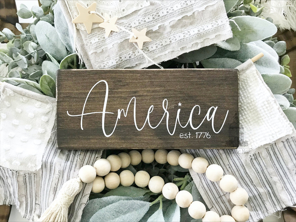 America Sign | Est. 1776 Sign | 1776 Sign | Mini America Sign | America 1776 | Patriotic Decor | Americana Decor TRN23