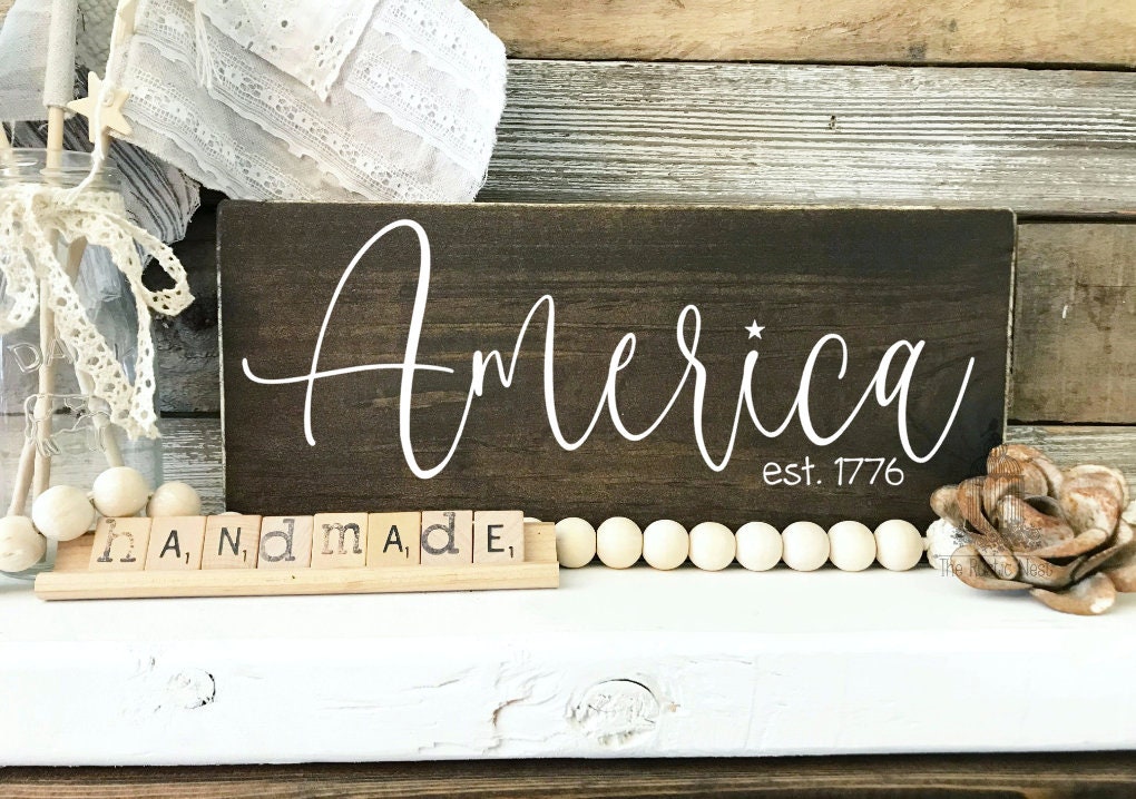 America Sign | Est. 1776 Sign | 1776 Sign | Mini America Sign | America 1776 | Patriotic Decor | Americana Decor TRN23