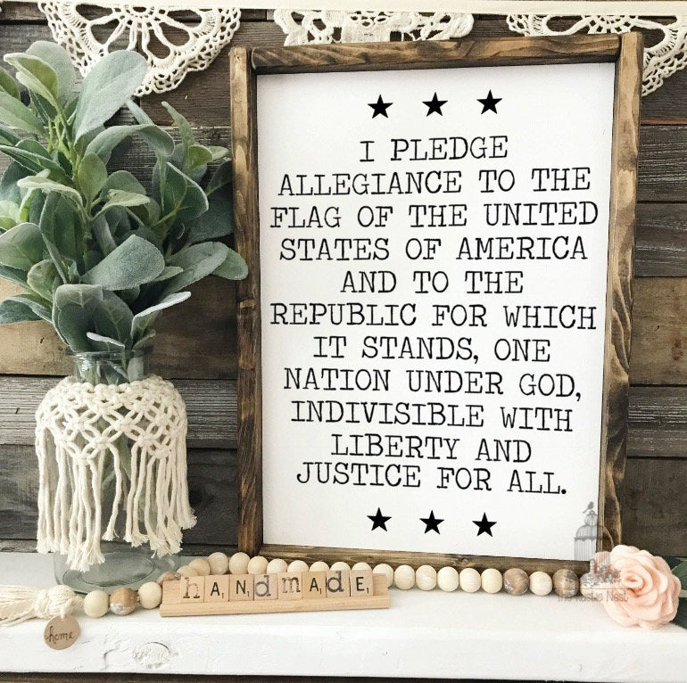 Pledge of Allegiance Wooden Sign | America Sign | Americana Decor | Patriotic Decor TRN23