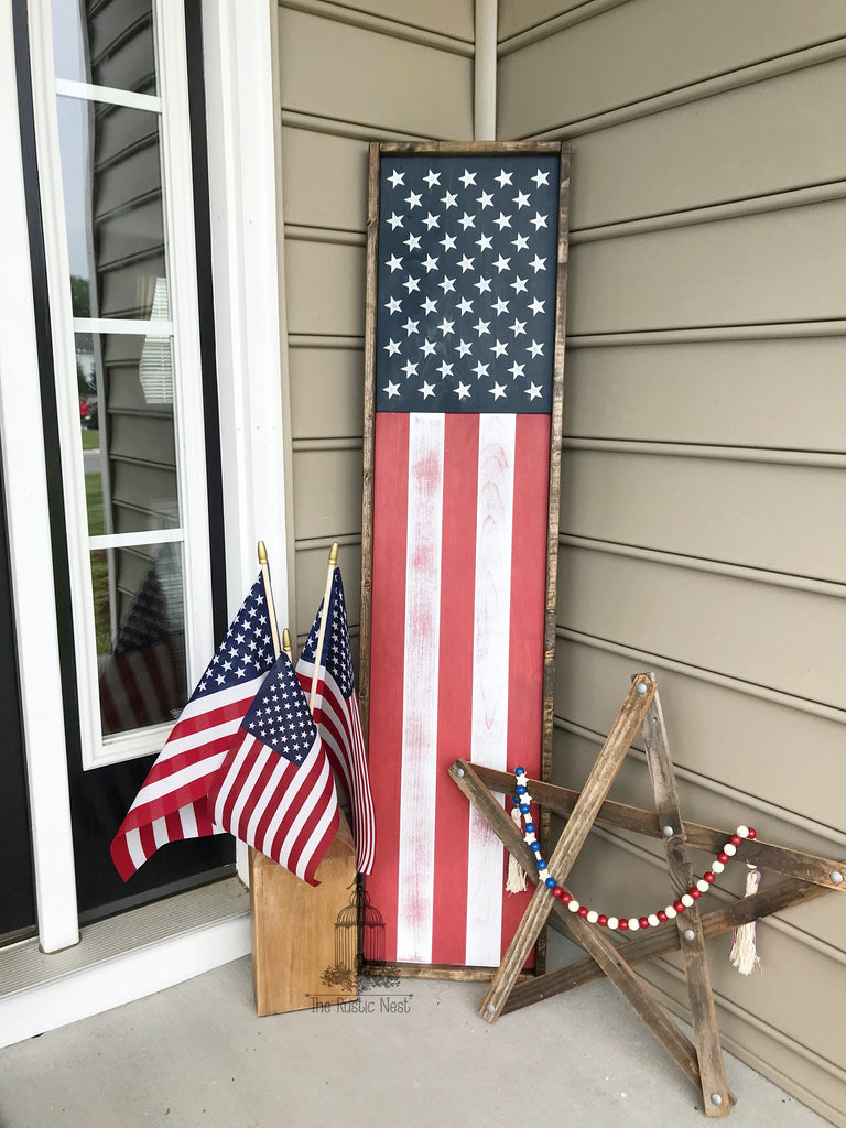 Patriotic Front Porch Sign | American Flag Sign | Wooden American Flag Sign | 4th of July Decor | Patriotic Sign | Porch Flag Sign TRN23