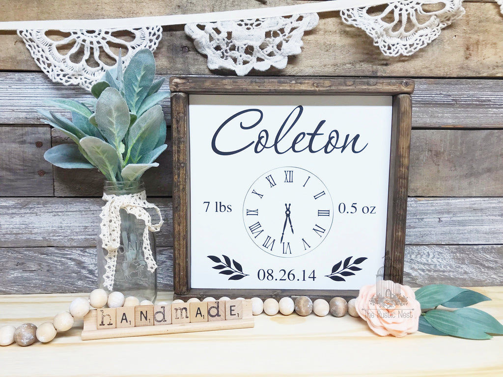 Children's Birth Clock Sign | Birth Stat Sign | Birth Date Sign | New Mom Gift | Mothers Day Gift | In these moments time stood still sign