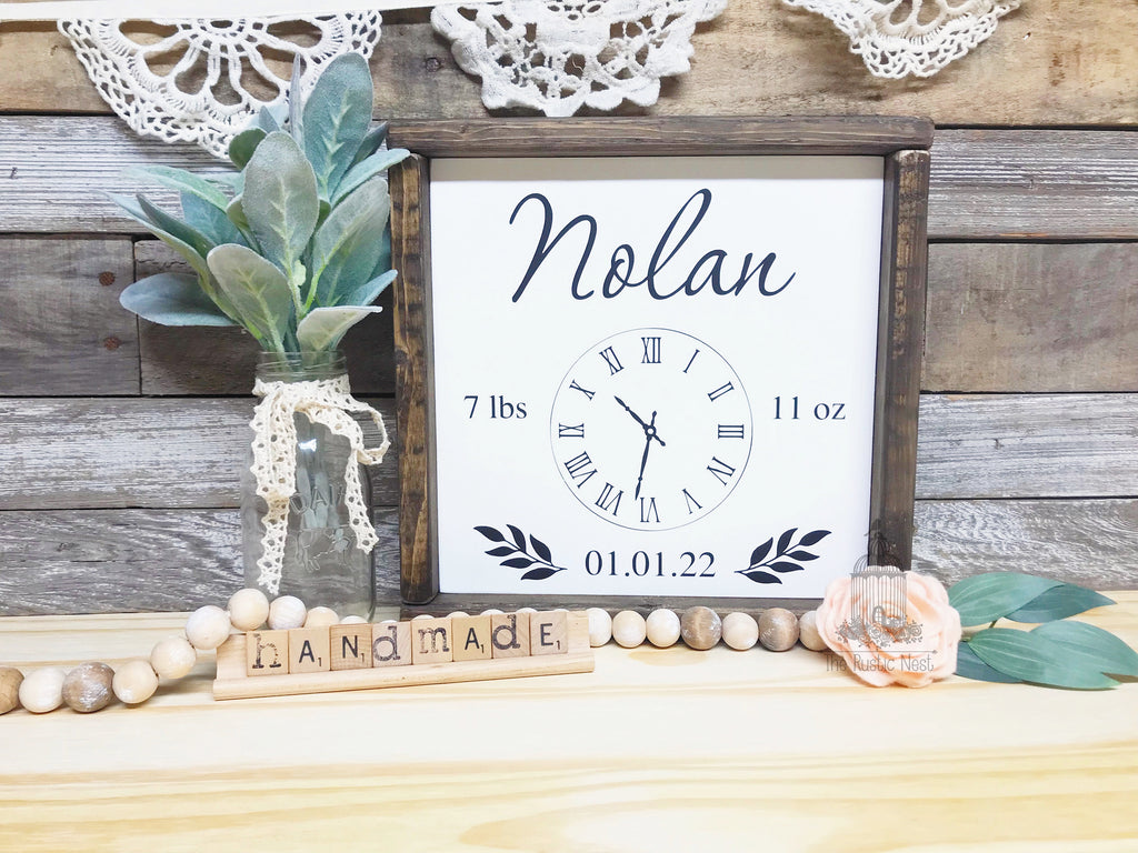 Children's Birth Clock Sign | Birth Stat Sign | Birth Date Sign | New Mom Gift | Mothers Day Gift | In these moments time stood still sign