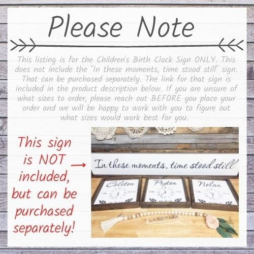 Children's Birth Clock Sign | Birth Stat Sign | Birth Date Sign | New Mom Gift | Mothers Day Gift | In these moments time stood still sign