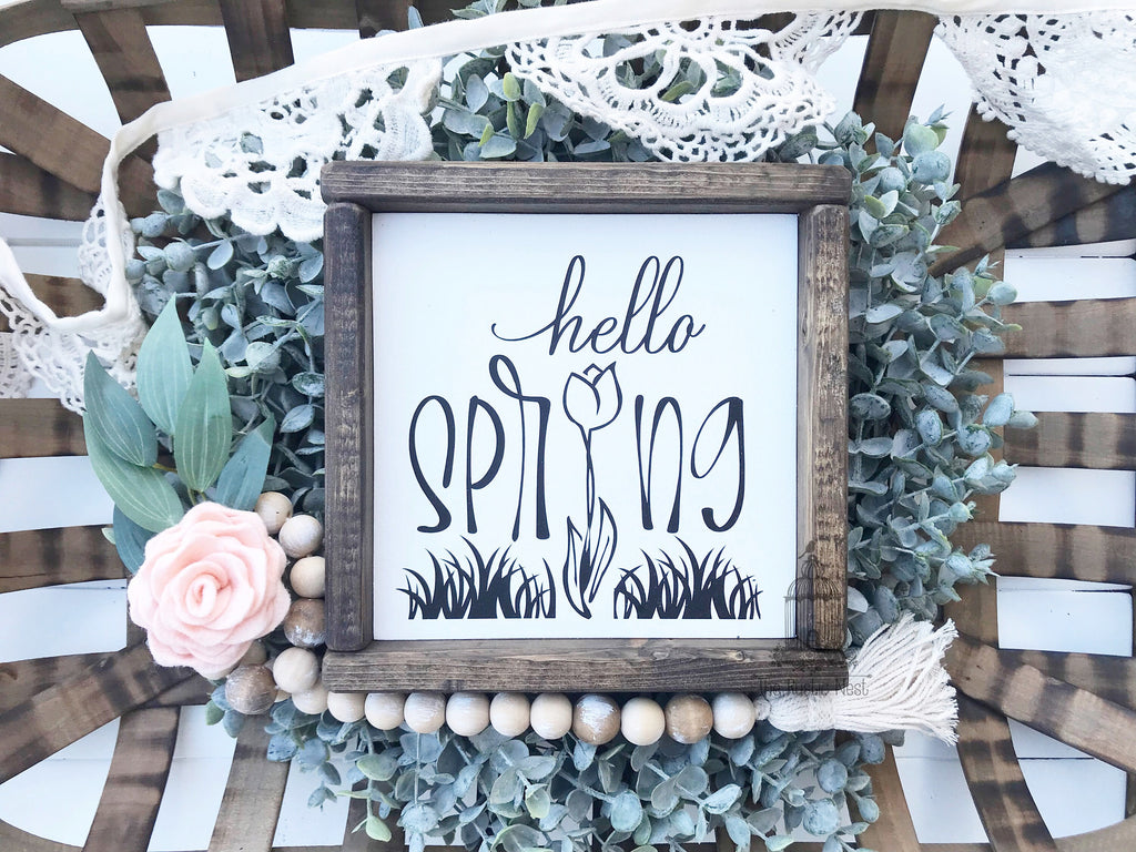 hello SPRING Wooden Sign | Hello Spring Sign | Spring Sign | Spring Decor | Easter Decor | Seasonal Sign