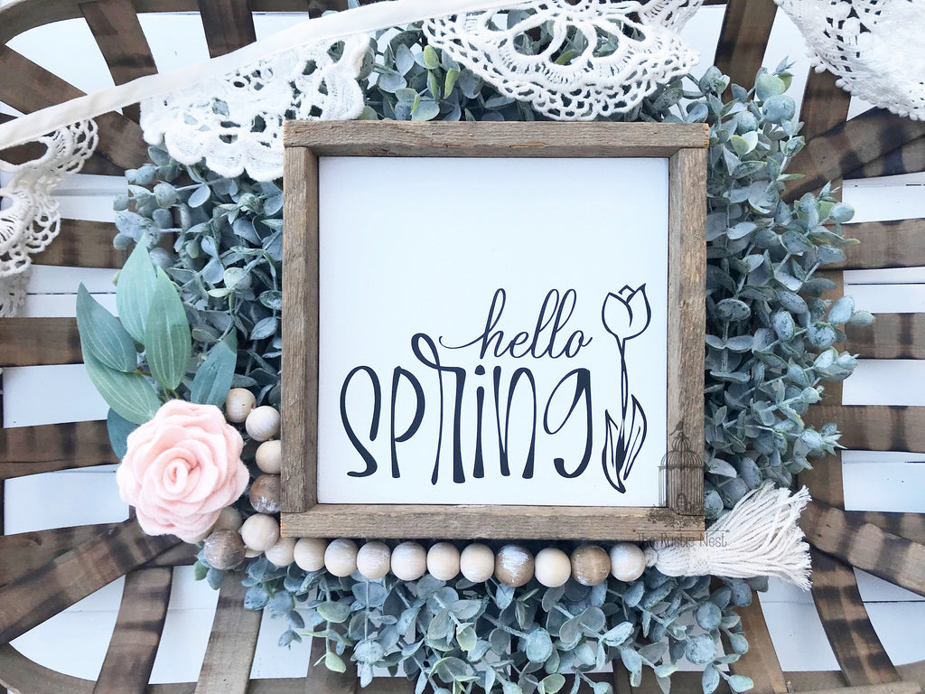 hello SPRING Wooden Sign | Hello Spring Sign | Spring Sign | Spring Decor | Easter Decor | Seasonal Sign