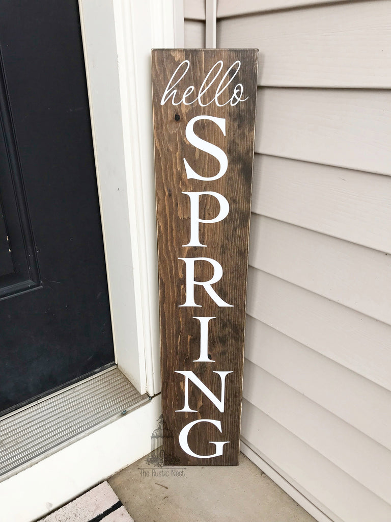 Hello Spring Porch Sign | Spring Porch Sign | Porch Sign | Porch Decor | Spring Sign | Spring Decor | Wooden Porch Sign