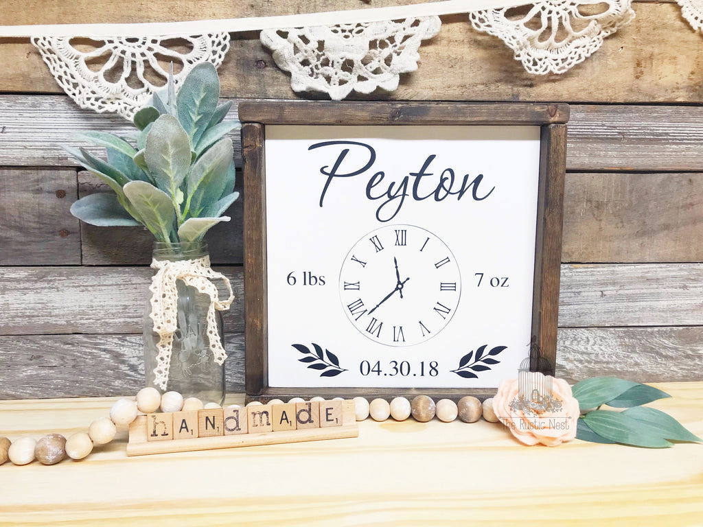 Children's Birth Clock Sign | Birth Stat Sign | Birth Date Sign | New Mom Gift | Mothers Day Gift | In these moments time stood still sign