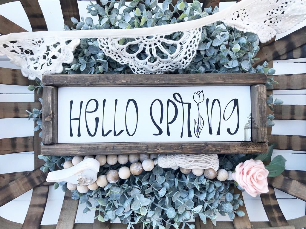 hello SPRING Wooden Sign | Hello Spring Sign | Spring Sign | Spring Decor | Easter Decor | Seasonal Sign