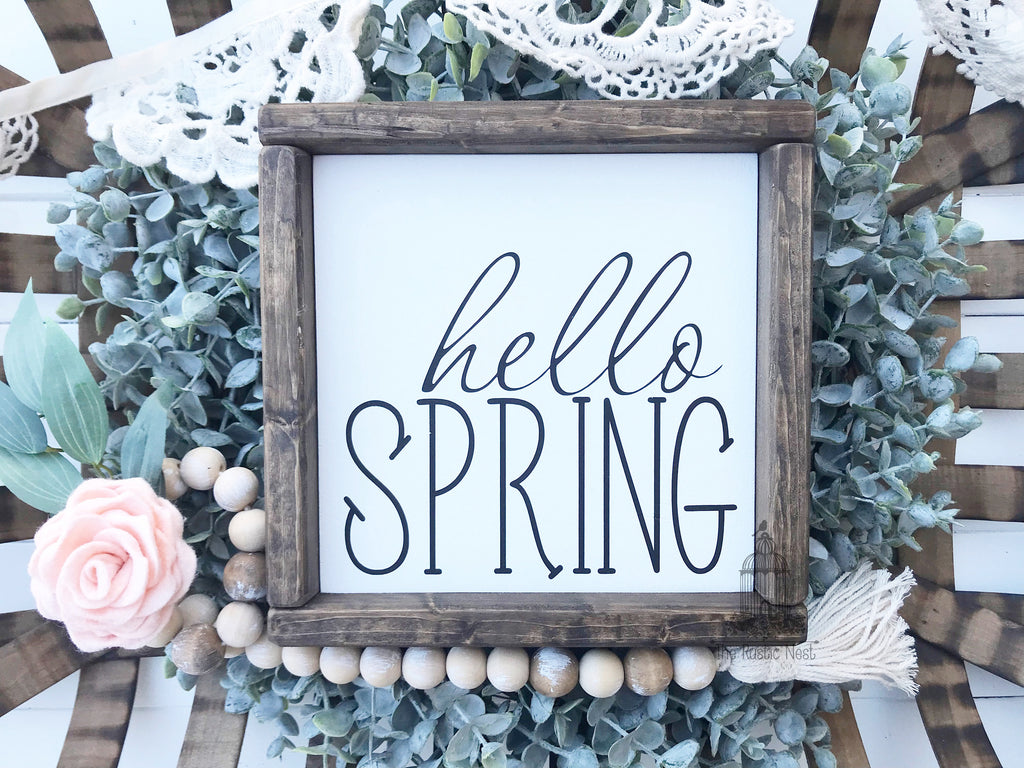 hello SPRING Wooden Sign | Hello Spring Sign | Spring Sign | Spring Decor | Easter Decor | Seasonal Sign