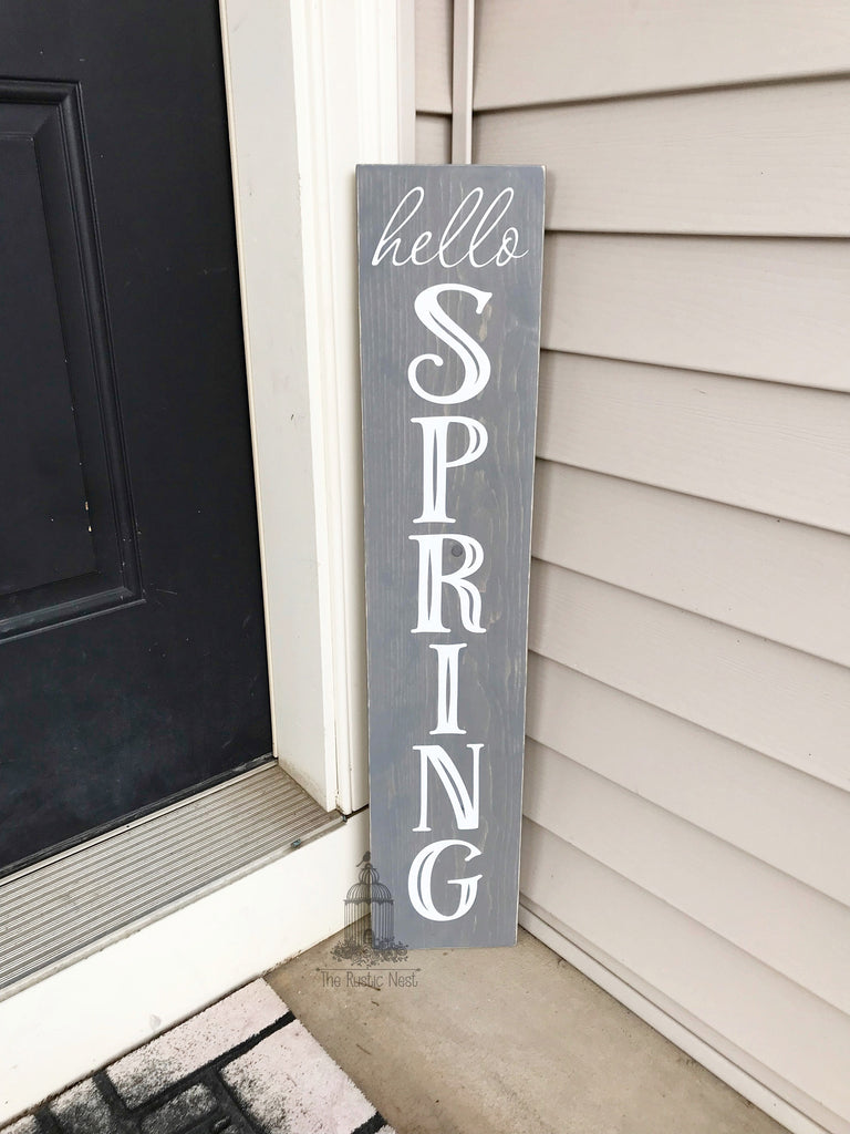 Hello Spring Porch Sign | Spring Porch Sign | Porch Sign | Porch Decor | Spring Sign | Spring Decor | Wooden Porch Sign