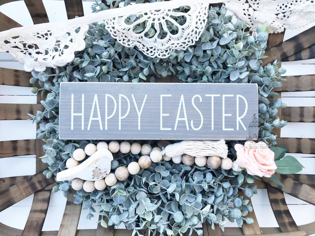 Happy Easter Sign | Easter Sign | Easter Decor | Spring Sign | Spring Decor | Seasonal Sign (12" x 3.5")