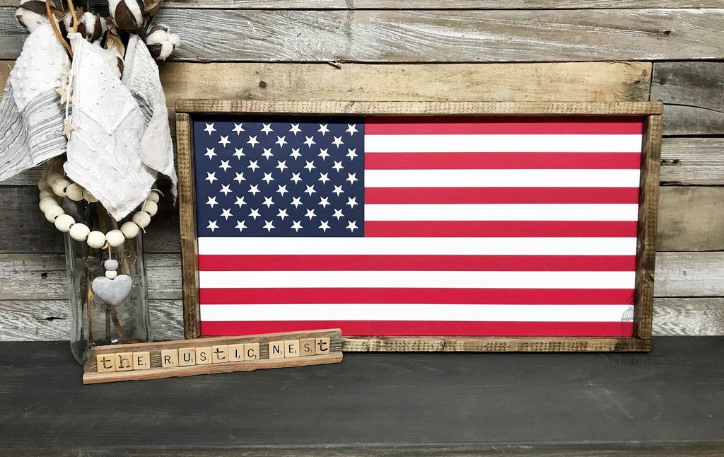 American Flag Sign | Wooden American Flag Sign | 4th of July Decor | Patriotic Sign | America Sign | American Flag | 'Merica Sign TRN23