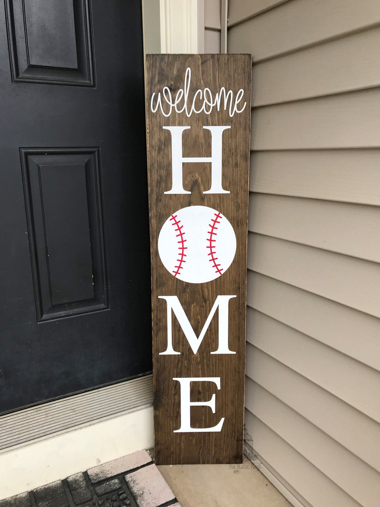 Welcome Home Porch Sign | Baseball Sign | Softball Sign | Football Sign | Home Base Sign | Sports Sign | Sports Lover Gift | Entryway Sign