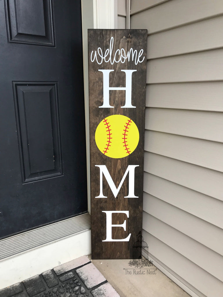 Welcome Home Porch Sign | Baseball Sign | Softball Sign | Football Sign | Home Base Sign | Sports Sign | Sports Lover Gift | Entryway Sign