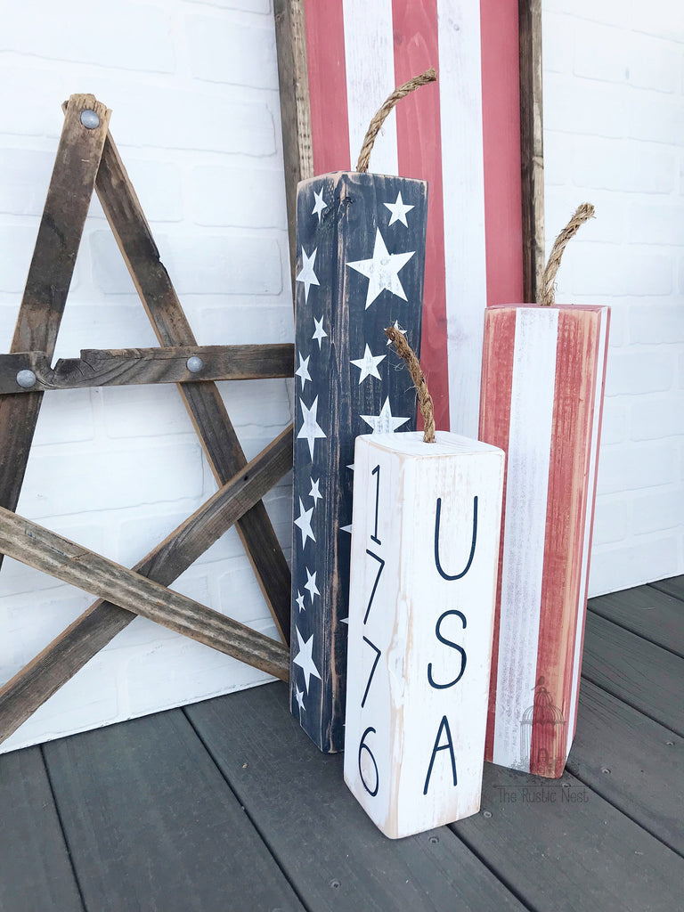 Wooden Firecrackers | Wood Firecrackers | Patriotic Front Porch Decor | American Flag Sign | 4th of July Decor | Porch Flag Sign | TRN23