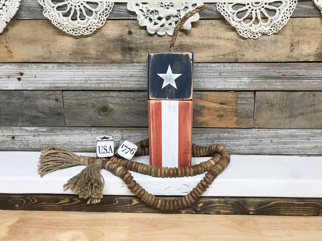 Wooden Firecracker Decor | Patriotic Wooden Firecrackers | American Flag | 4th of July Decor | Tiered Tray Decor | Wood Firecrackers TRN23