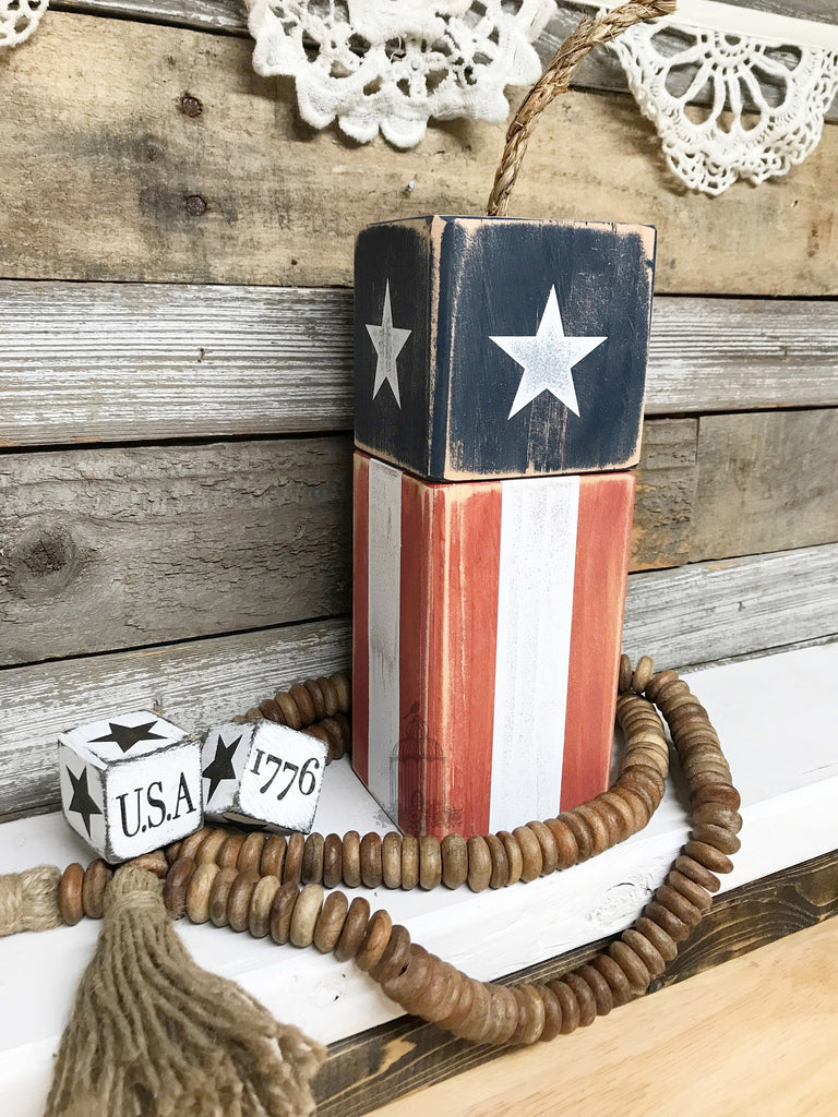 Wooden Firecracker Decor | Patriotic Wooden Firecrackers | American Flag | 4th of July Decor | Tiered Tray Decor | Wood Firecrackers TRN23