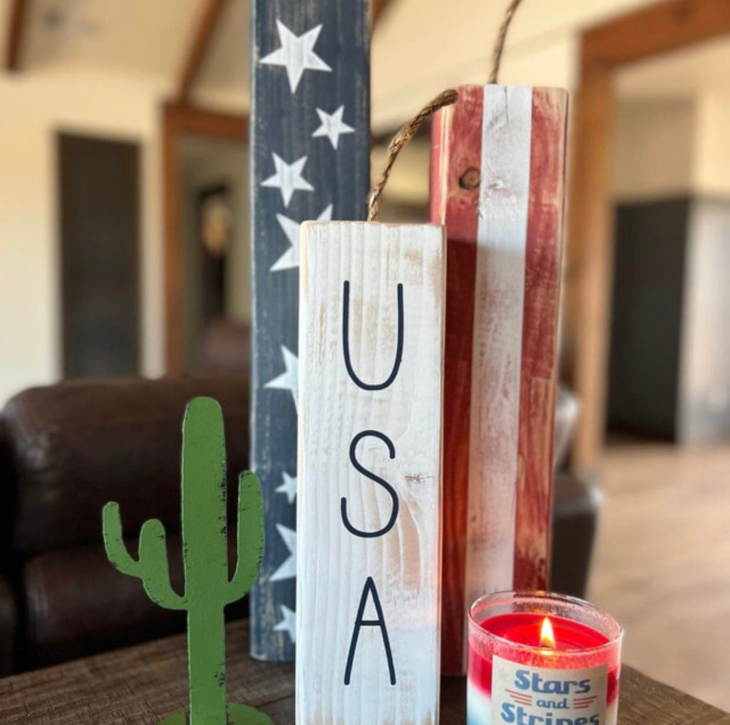 Wooden Firecrackers | Wood Firecrackers | Patriotic Front Porch Decor | American Flag Sign | 4th of July Decor | Porch Flag Sign | TRN23