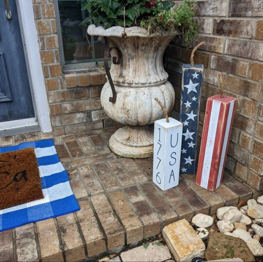 Wooden Firecrackers | Wood Firecrackers | Patriotic Front Porch Decor | American Flag Sign | 4th of July Decor | Porch Flag Sign | TRN23