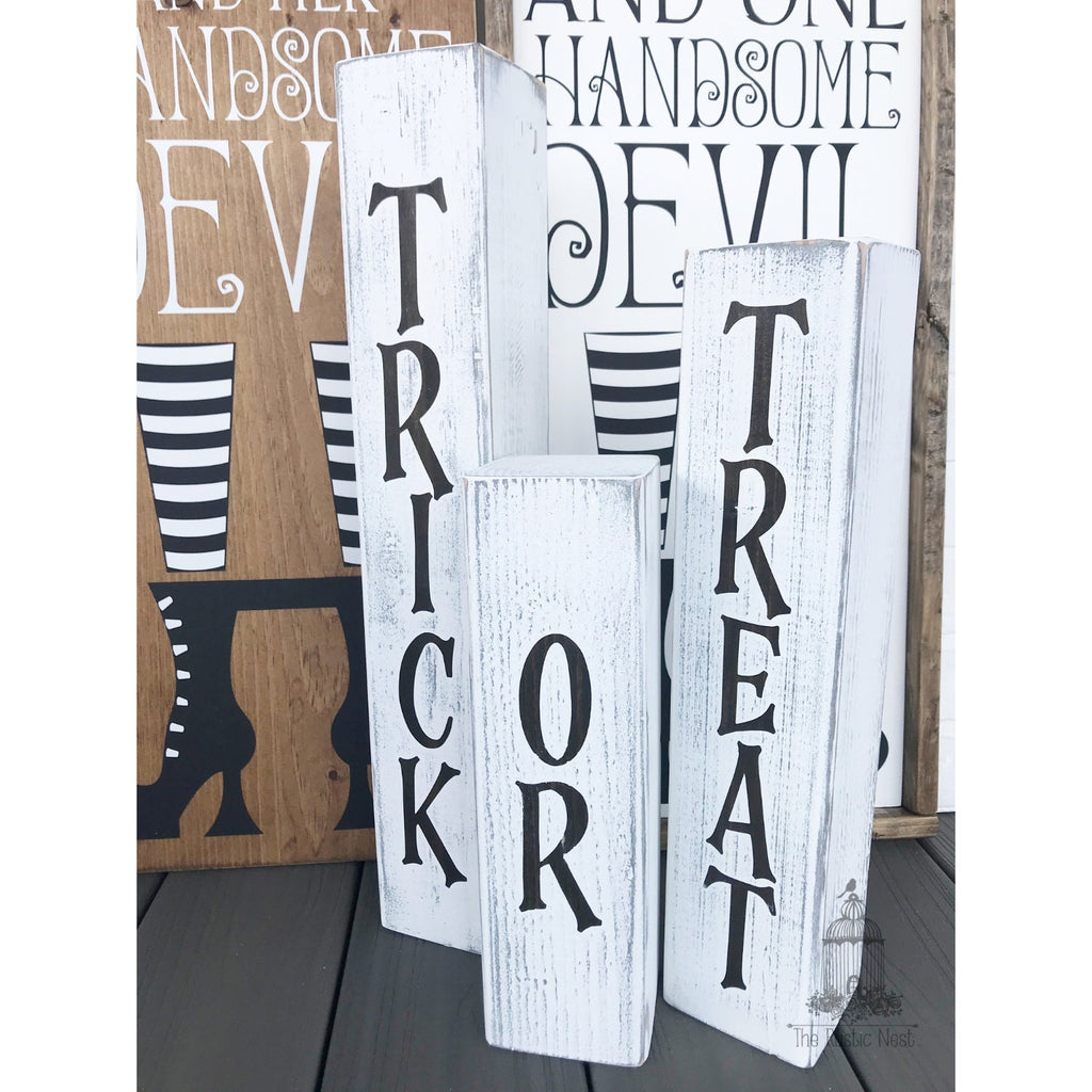 Trick or Treat Halloween Porch Sign | Halloween Sign | Halloween Blocks | Halloween Decor | Trick or Treat | Wooden Blocks | Porch Sign