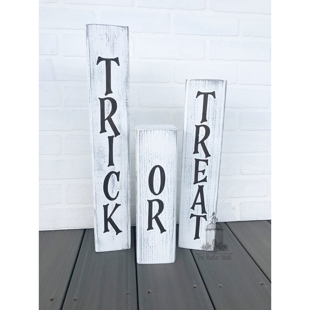 Trick or Treat Halloween Porch Sign | Halloween Sign | Halloween Blocks | Halloween Decor | Trick or Treat | Wooden Blocks | Porch Sign