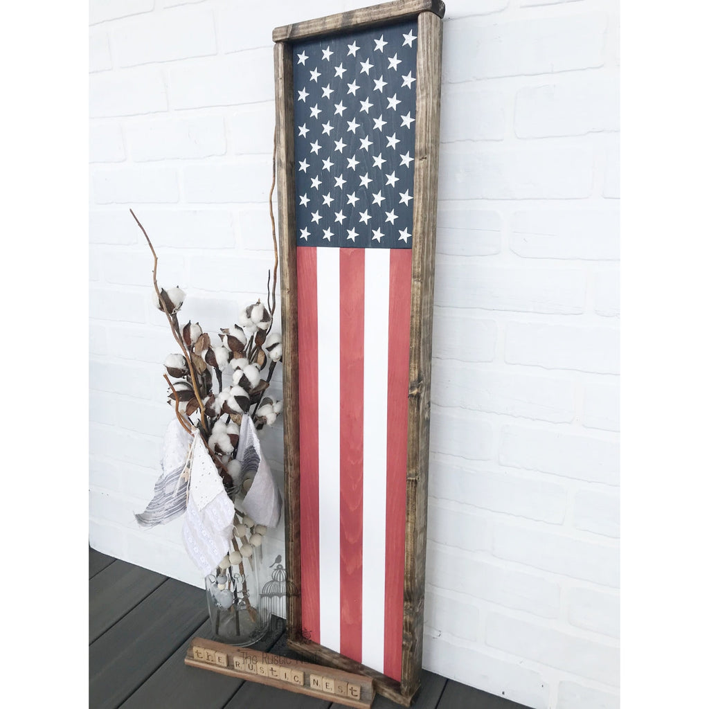 ENGRAVED Patriotic Front Porch Sign | Engraved American Flag Sign | Wooden Engraved American Flag Sign | Engraved Porch Flag Sign TRN23