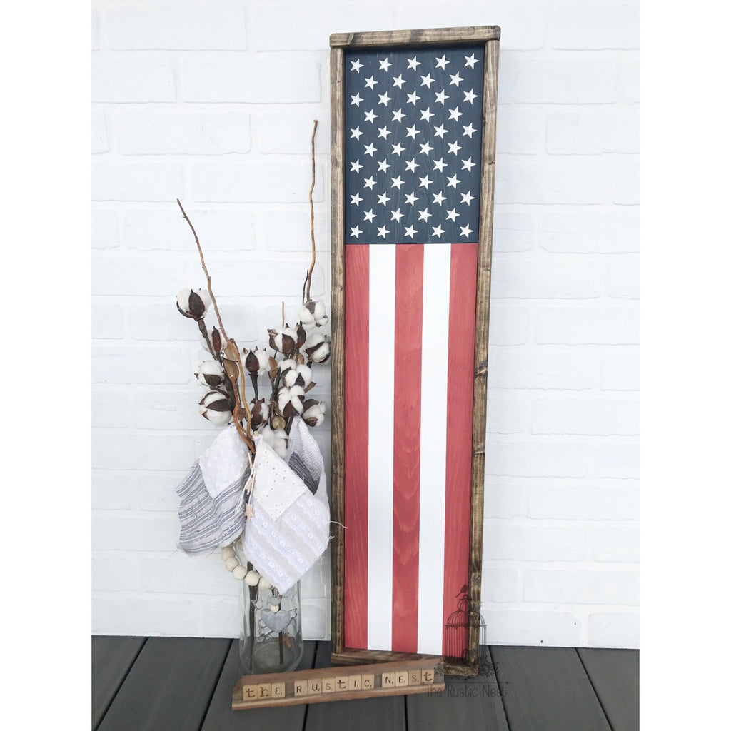 ENGRAVED Patriotic Front Porch Sign | Engraved American Flag Sign | Wooden Engraved American Flag Sign | Engraved Porch Flag Sign TRN23