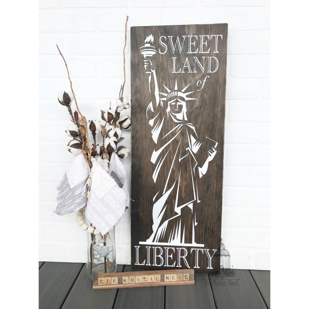 Sweet Land of Liberty Wooden Sign | Statue of Liberty Sign | America Statue of Liberty Sign | Americana Decor | Patriotic Decor TRN23