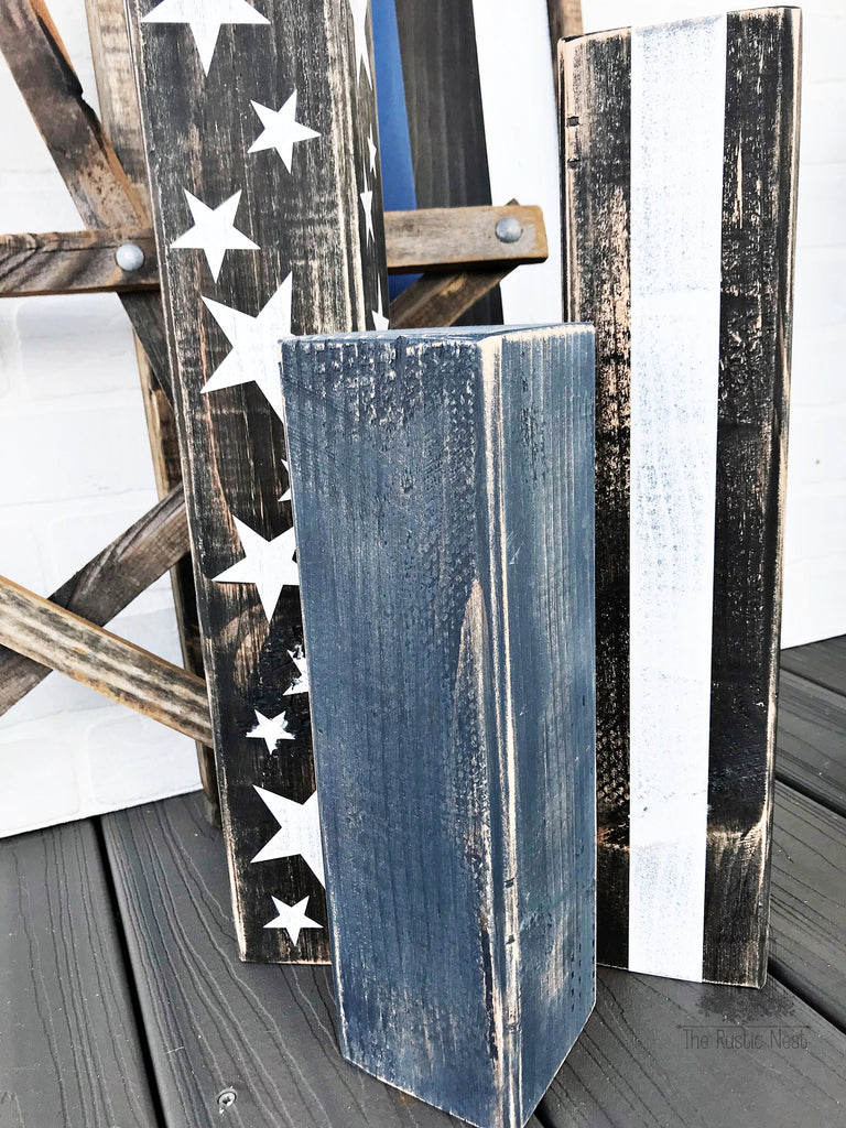 Thin Blue Line Porch Blocks | Thin Blue Line Wood Sign | Thin Blue Line Porch Sign | Back the Blue | Police Thin Blue Line Porch Set TRN23